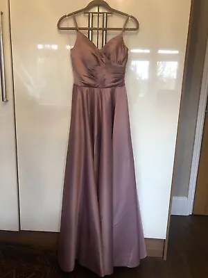 Dusty Pink V-Neck Floor Length Prom Dress • £107