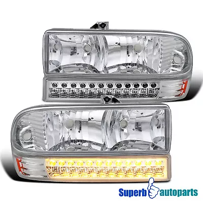 Fits 1998-2004 Chevy S10 Blazer Crystal Clear Headlights+LED Signal Bumper Light • $106.98