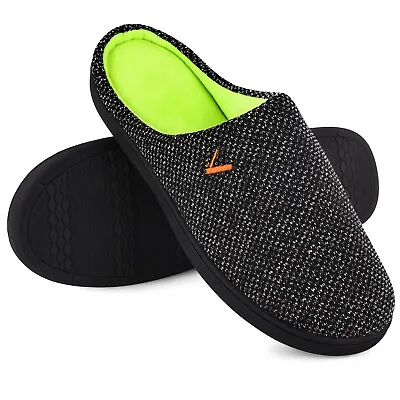 Mens Memory Foam Slippers Cozy Two-Tone House Shoes Slip On Clogs Indoor Outdoor • $17.98