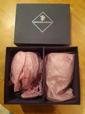 £10 • Buy Pair Edinburgh Crystal Lead Crystal Cut Brandy Glasses 5  Tall New And Boxed