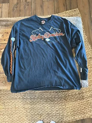 Harley Davidson Men T-Shirt XLarge Black Logo Mitchells Modesto Graphic L/S • $22