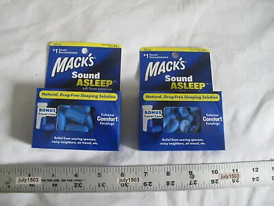 24 Pair Mack's Sound Asleep Ear Plugs Travel Case Extreme Comfort 32dB (2x12pk) • $16.90