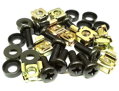 10 PACK BLACK M6 CAGE NUTS BOLTS WASHERS FOR 19  RACK MOUNT CABINETS 15mm THREAD • £2.99