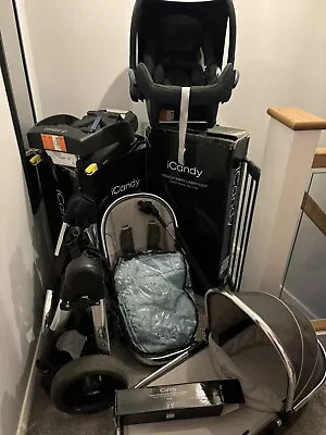 ICandy Peach TRUFFLE Travel System With Maxi Cosi Car Seat & Isofix Base + More • £325