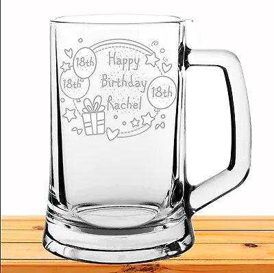 Personalised Engraved Tankard Glass Gift Birthday Present 18th 30th 40th 50th • £14.98