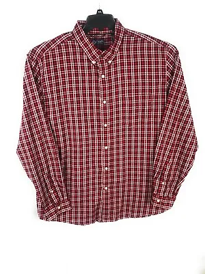 Chaps Men's 2XL XXL Long Sleeve Button Up Red Black Check Cotton Blend Shirt A36 • $3.75