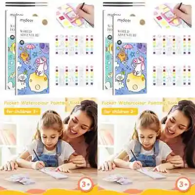 2Pcs Pocket Magic Water Colouring Book With Paints & Pen 3 In 1 Water Colouring • £7.51