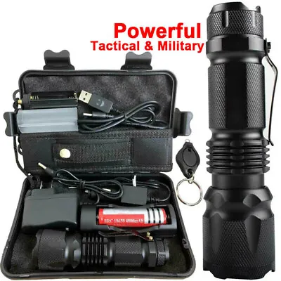 Torch Portable LED Flashlight Zoomable Torch Work Light Lamp Kit Camping • £19