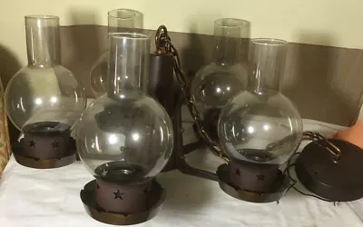 Vintage MCM Star Style Light Chandelier Globes Hanging Fixture Underwriters Lab • $140