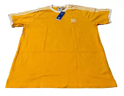 NEW Adidas Originals Mens 3-Stripes Three Stripe T-Shirt Yellow Size X-Large XL • $23.09