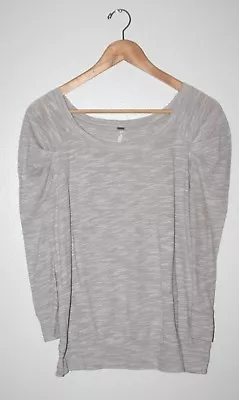 WoW~` FP Free People Sz S Gray Cinch Shoulder Tunic Top Boat Neck Shirt L3 • $14.99