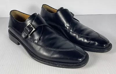 Mezlan Corato Men’s Dress Shoes 10.5M Monk Strap Buckle Split Toe Black Leather • $45