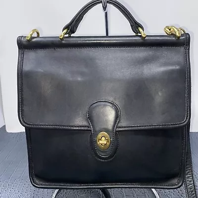 Vintage Coach 1997 Black Leather Willis Cross Body Bag Gold Hardware K7C-9927 • $94.99