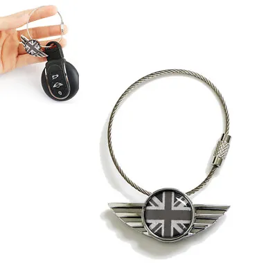 Black/Grey UK Union Jack Wing Logo Shape Key Chain Ring Keychain For MINI Cooper • $9.99