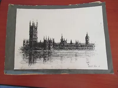 Vintage Westminster London Pen Sketch By Alden 1965 I Think 14  X 10  • £10