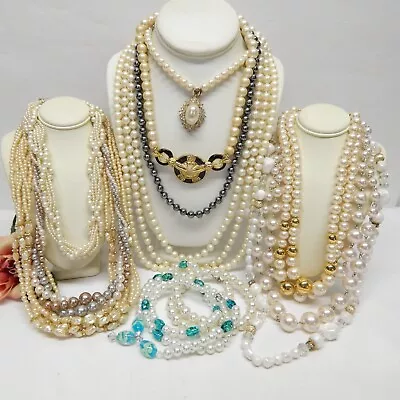 Faux Pearl Bead Necklace Lot - Vintage To Now Fashion Jewelry • $9.99