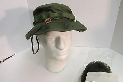 US Vietnam Era OD Jungle Boonie Hat 6 7/8 OG-107 1969 NOS In Wrap W Mosquito Net • $29.95