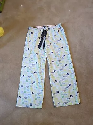 Victoria's Secret Pajama Pants University PINK Print Large White Green Blue  • $17