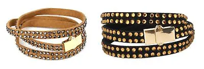 Zest Suede Triple Wrap Bracelet With Diamante Gems & Magnetic Catch • £2.50