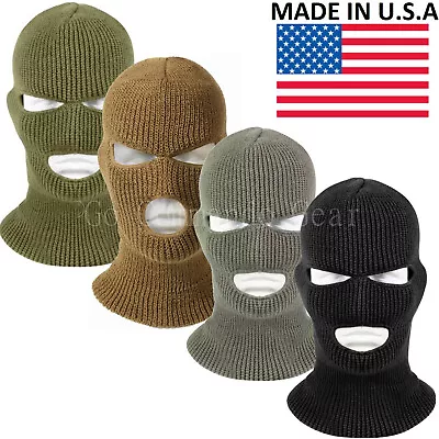 3 Hole Face Mask Ski Mask Winter Cap Balaclava Hood Army Tactical Mask USA MADE • $9.99