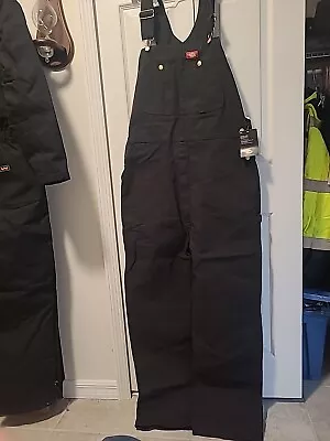 Mens Dickie Duck Bib Overalls Black 36x34 • $32