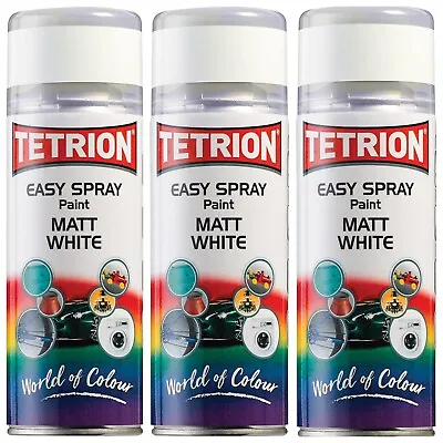 3x Easy Spray Paint Matt White Aerosol For Use On Wood Ceramic Metal 400ML • £24.99