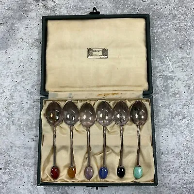 Antique Set Of 6 Sterling Silver Demitasse Spoons Liberty & Co. London • £144.57