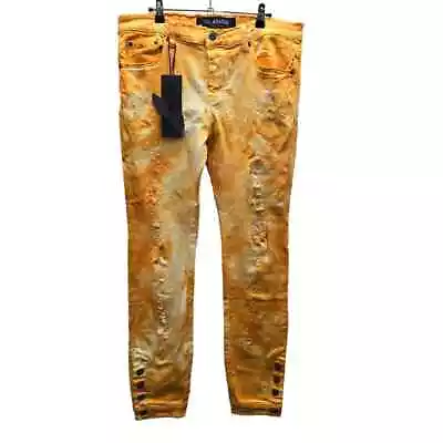 NWT Valabasas Men  V45  Oro Skinny Fit Jeans Stretch Trendy Travel Yellow SZ 34 • $74.96