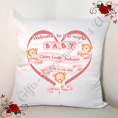 Personalised 18  Cushion - New Born Baby Gift - Baby Bears - Design 24 • £15.99