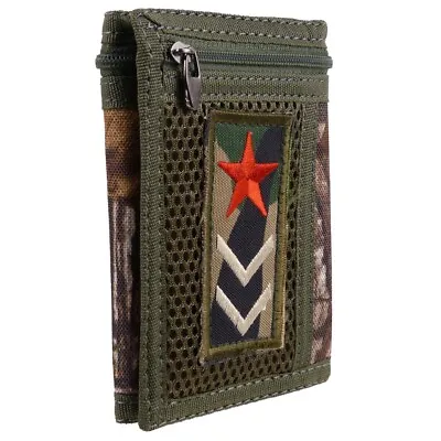 Camo Mens Boys Tri-Fold Canvas Sports Wallet Cards Red Star • £6.75