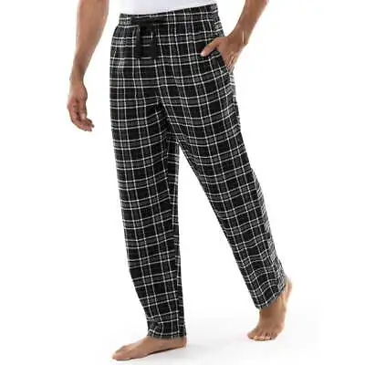 George Men's Plaid Woven Flannel Sleep Pants Sizes Small 2XL Black Plaid NEW • $13.99