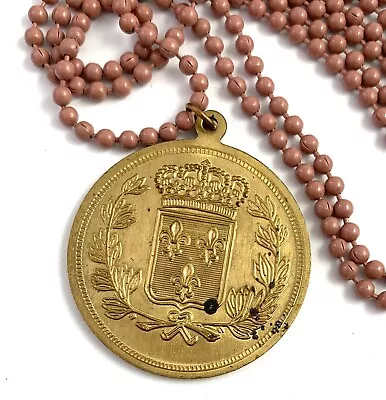 Vintage French Faux Coin Necklace Republic Francaise France Charm Enamel Chain • $26.99