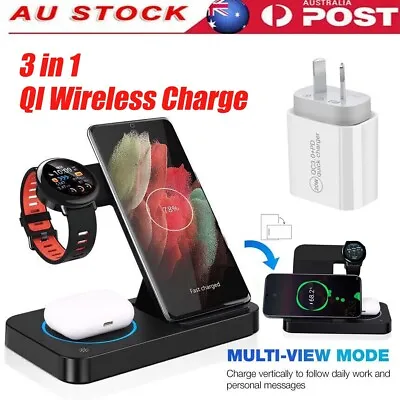 $38.99 • Buy QI Fast Wireless Charge Fold Stand Charging Station For Samsung IPhone Watch