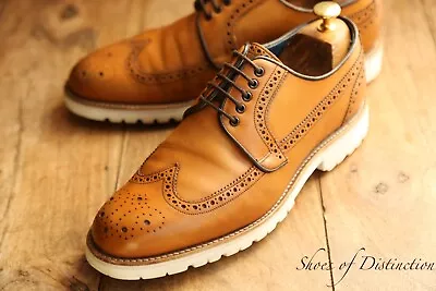 Barker Tan Brown Leather Derby Brogue Shoes Men's UK 8 F US 9 EU 42 • £99