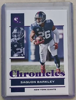 $39 • Buy Saquon Barkley 2021 Ltd 26/49 Purple Insert Chronicles Panini Card Nfl Gridiron 