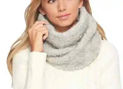 New Womens O/s Light Grey Ugg Solid Lofty Snood Italian Mohair Wool Scarf $95 • $29.95