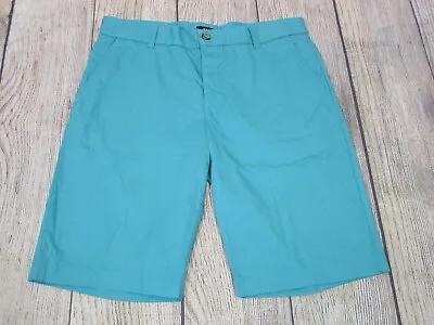 NICE H&M Teal Blue Flat Front 100% Cotton Casual Shorts Men's Size 33 R • $12.99