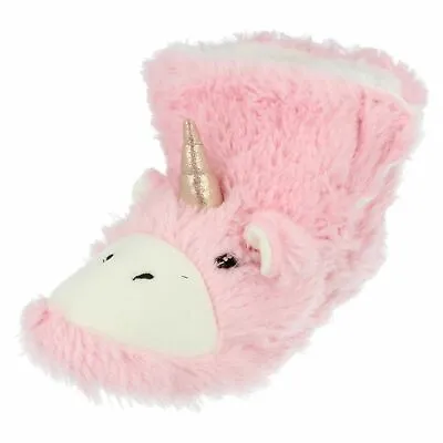 Girls Spot On Pink Fluffy Novelty Unicorn Slippers : X2R111 • $21.79