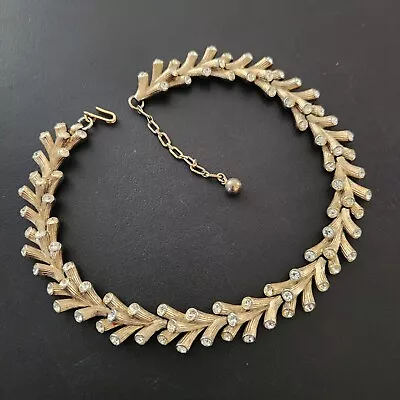 £16.14 • Buy SIGNED CROWN TRIFARI Vintage Necklace Choker Clear Glass Rhinestone RARE!!! 280
