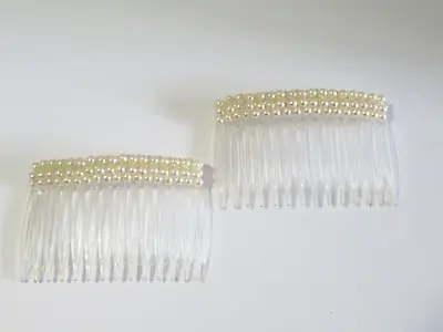 Lot Of Two Vintage Hair Combs Faux Pearls • $19