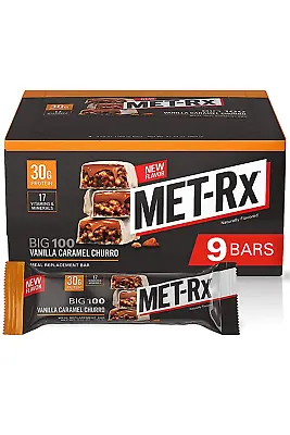 MET-Rx Big 100 Colossal Protein Bars Vanilla Caramel Churro Meal Replacement 9 • $33.83