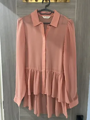 Miss Selfridge Peplum Style Blouse Coral Dress Size 8 • £10