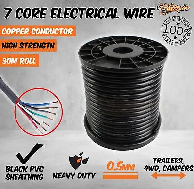 30M X 7 Core Wire Electrical Cable Extension Roll Car Trailer Caravan V90 PVC • $69.95