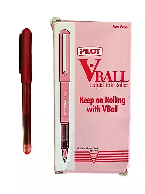 PILOT VBALL Liquid Ink Roller RED INK Fine 12 PK NEW OLD STOCK 35114 LB-7 • $34.67