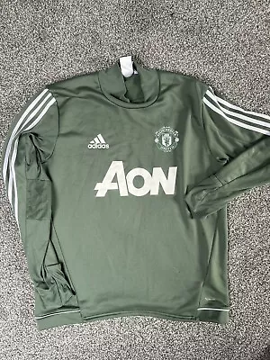 Manchester United Adidas Training Top Jumper Size Large Mens Long Sleeve Shirt • £24