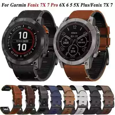 Leather Silicone Band Strap Quickfit For Garmin Fenix 6 6X 7X 7 5 5X 3 Epix Pro • $13.55