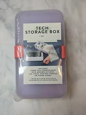 Tech Makeup Cosmetic Organizer Storage Box- Store Phone Cords Chargers Purple • $6.95