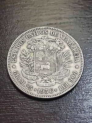 VENEZUELA .900 Silver Coin 5 BOLIVARES 1936 Very Nice!! Great Crisp Embossing!! • $15.50