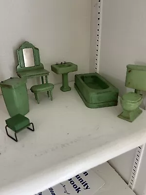 Strombecker (?)/Vintage/Antique Dollhouse Miniature Bathroom Set • $49.99