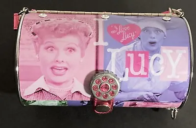 Rare I Love Lucy Vandor Tin Cylinder 9” X 4” Jeweled Tote Bag Purse Handbag • $17.99